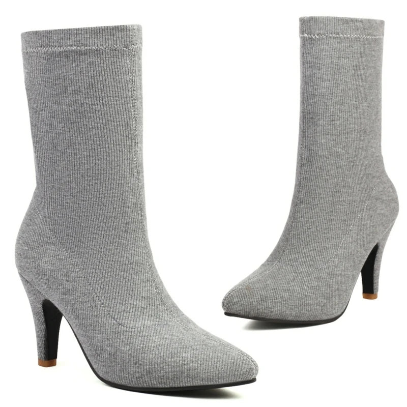 Simp And Soft Sock Ankle Boot Heels