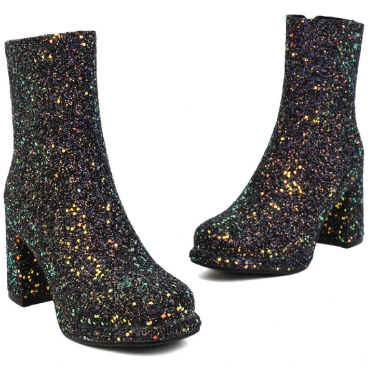 Sexy Sassy Savvy Sequined Ankle Boot Heels