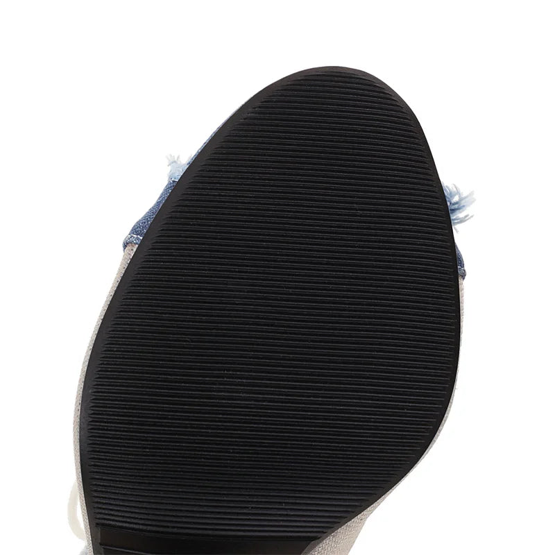 Jizz In Me Jean Peeping Toe Stiletto Heels