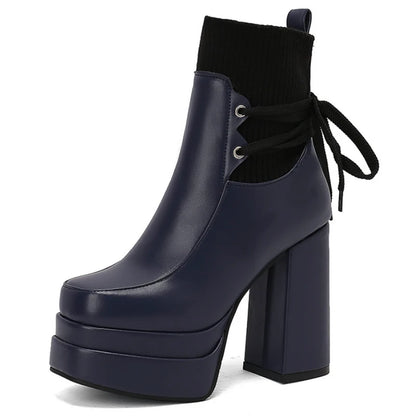 Suck My Sock Platform Ankle Boot Heels