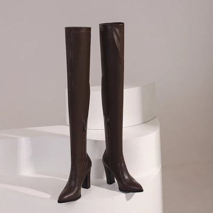 Sexy Hump Me Daddy Elastic Over Knee Thigh High Boot Heels