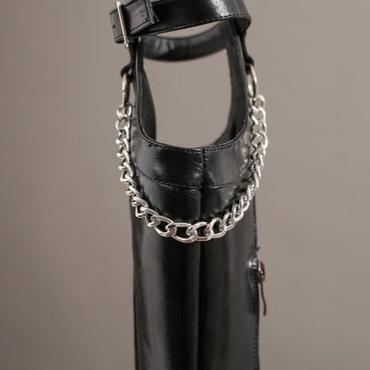 Cum In Me Cowboy Sexy Chain Knee High Boot Heels