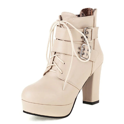 Dig Me Out Double Buckle Strap Ankle Boot Heels