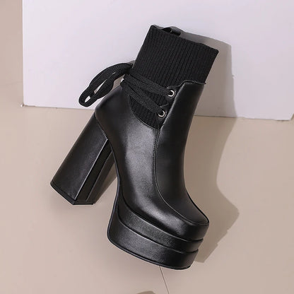 Suck My Sock Platform Ankle Boot Heels