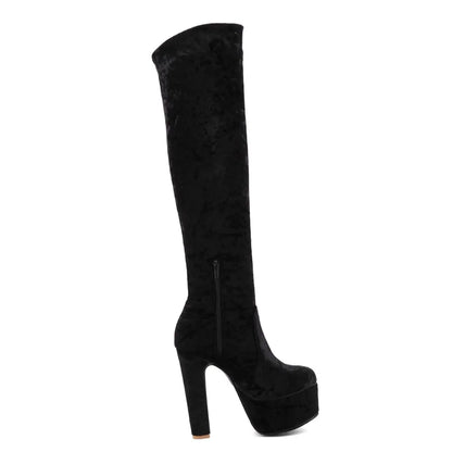 Marry Me Velvet Platform Knee High Boot Heels