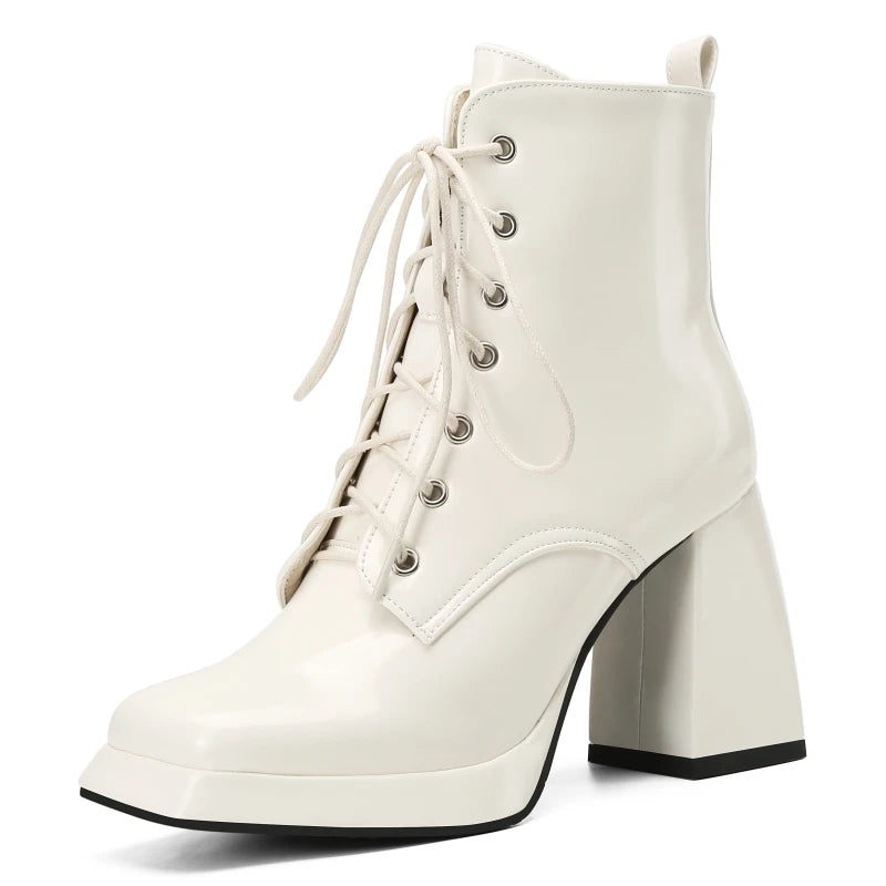 Rub Me Rubber Chunky Ankle Boot Heels