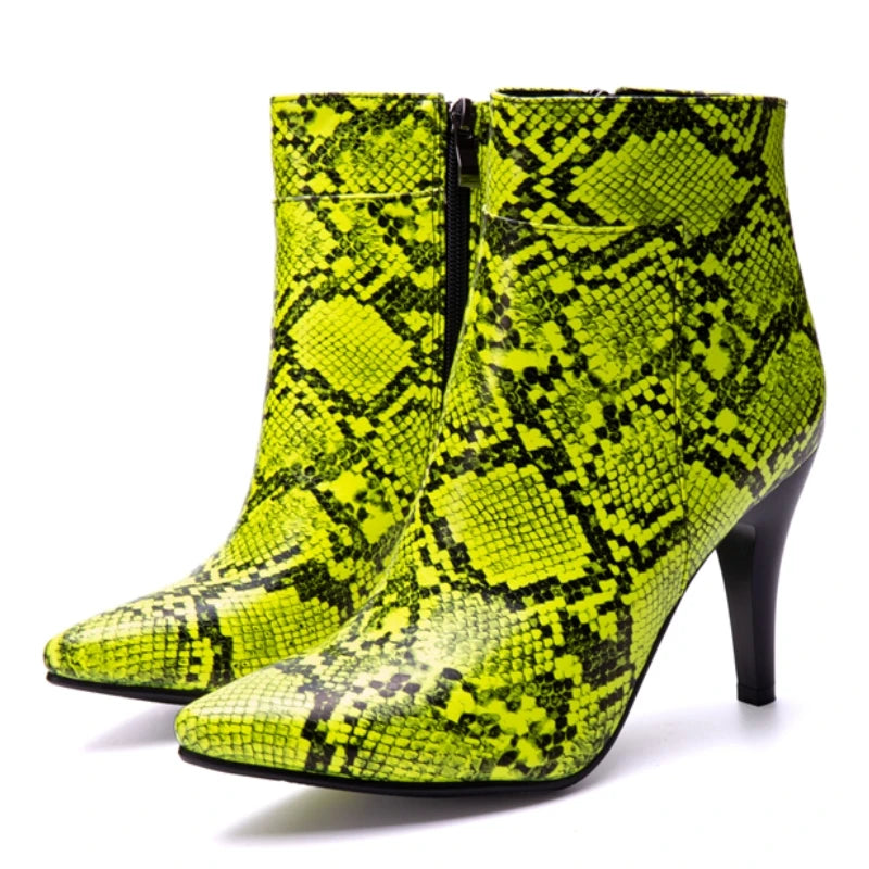 Strutting Sneaky Snake Ankle Boot Heels