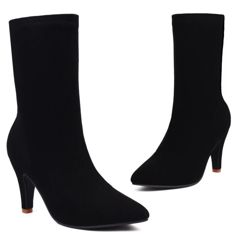 Simp And Soft Sock Ankle Boot Heels