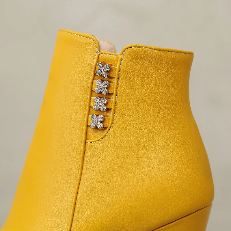Disco Crystal Side Ankle Boot Heels