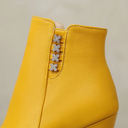 Disco Crystal Side Ankle Boot Heels