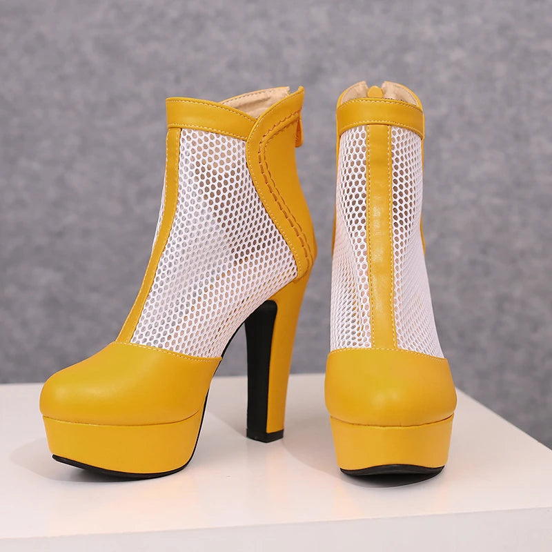 Miss Girl's Mesh Ankle Boot Heels