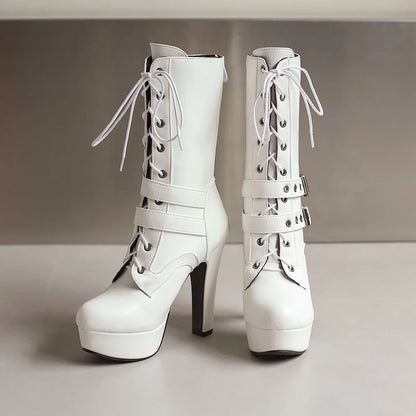 Make Me Moan Mid Calf Boot Heels