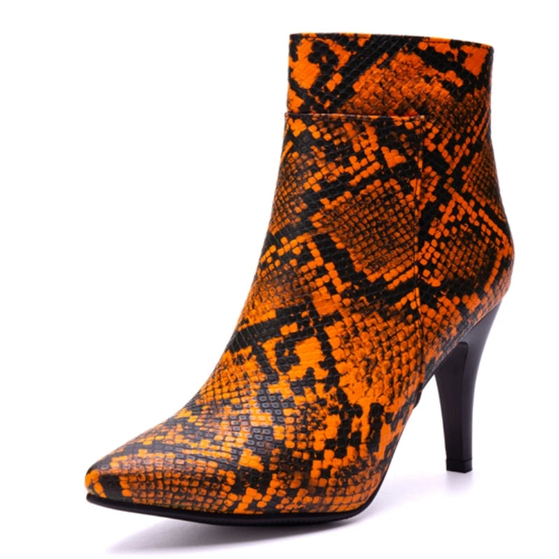 Strutting Sneaky Snake Ankle Boot Heels