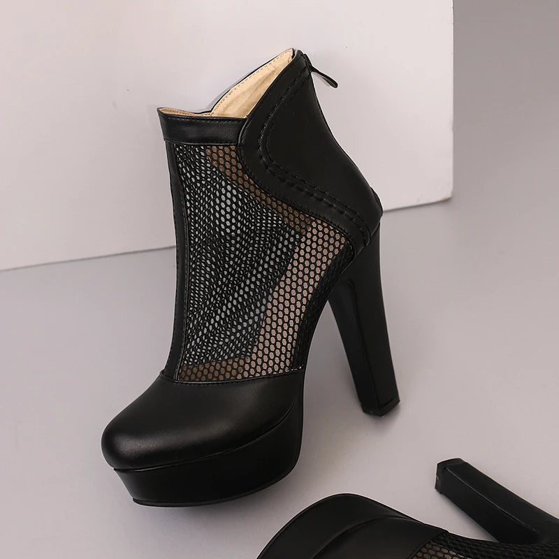 Miss Girl's Mesh Ankle Boot Heels