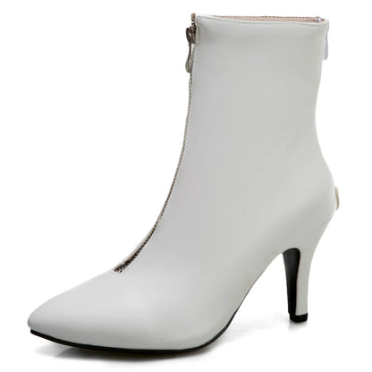Fuck Me From The Back To The Front Zipper Ankle Boot Heels
