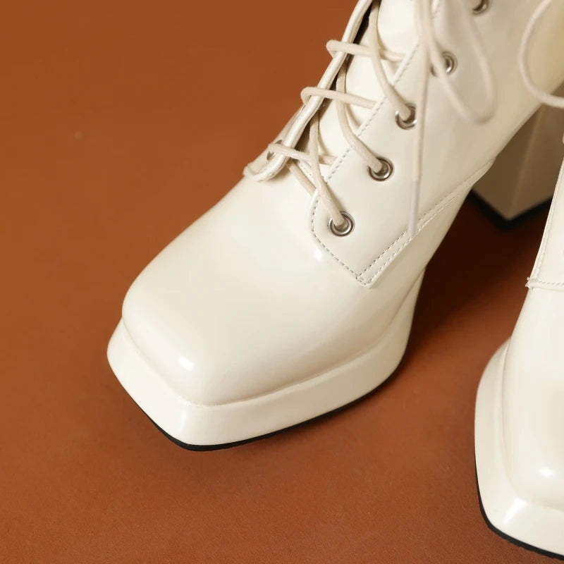 Rub Me Rubber Chunky Ankle Boot Heels