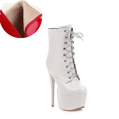 Sexy Slutty Sultry Lace Up Platform Ankle Boot Heels