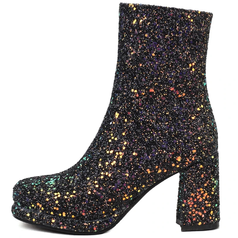 Sexy Sassy Savvy Sequined Ankle Boot Heels