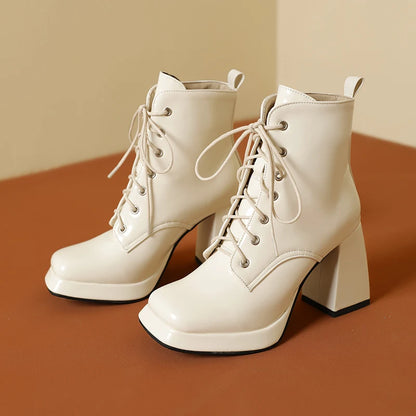 Rub Me Rubber Chunky Ankle Boot Heels