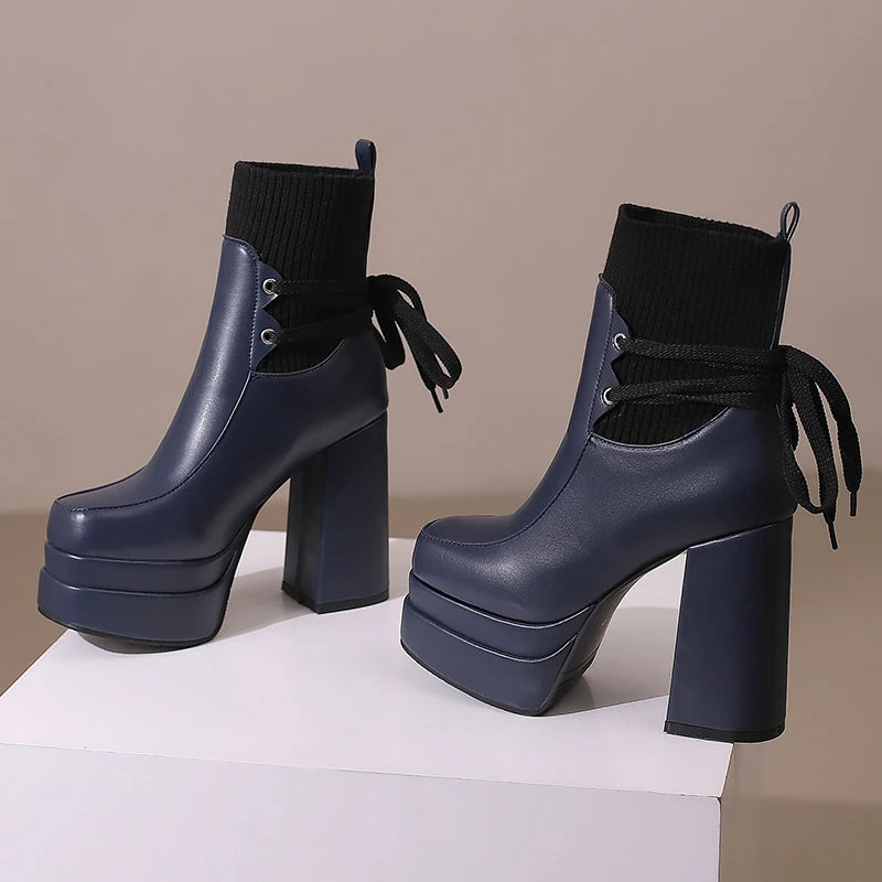 Suck My Sock Platform Ankle Boot Heels