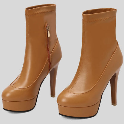 Luscious London Side Zipper Ankle Boot Heels