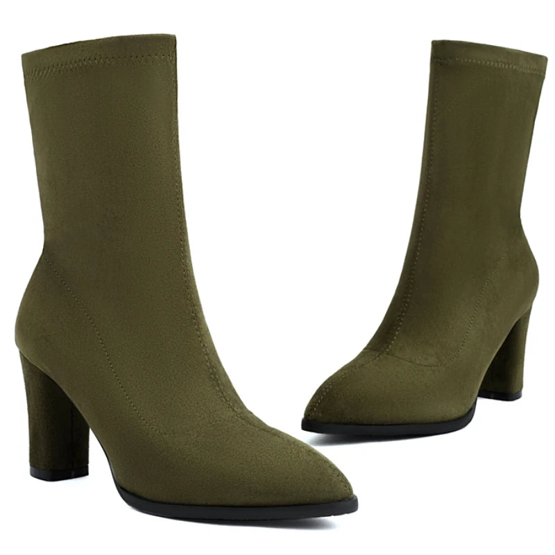 Sexy Stud Ankle Sock Boot Heels