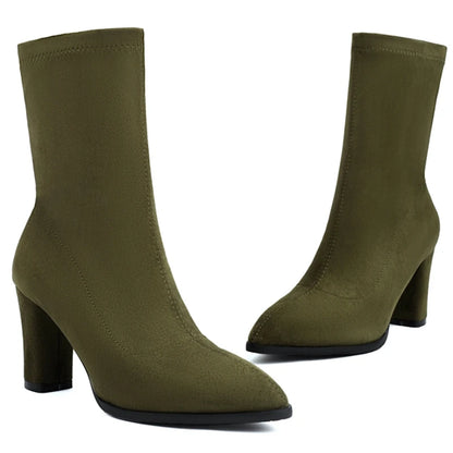 Sexy Stud Ankle Sock Boot Heels