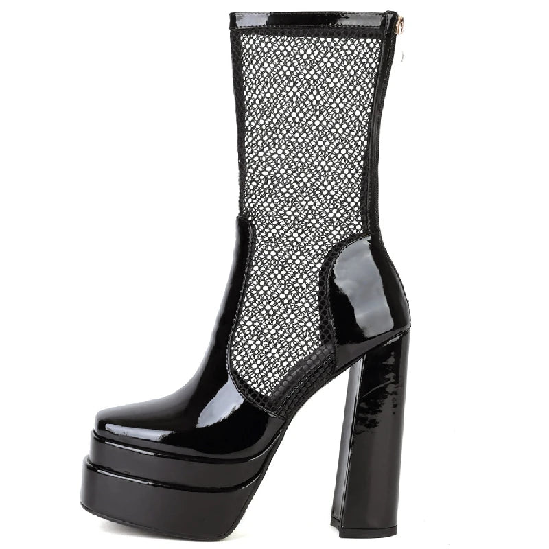 Mama's Mesh Platform Ankle Boot Heels