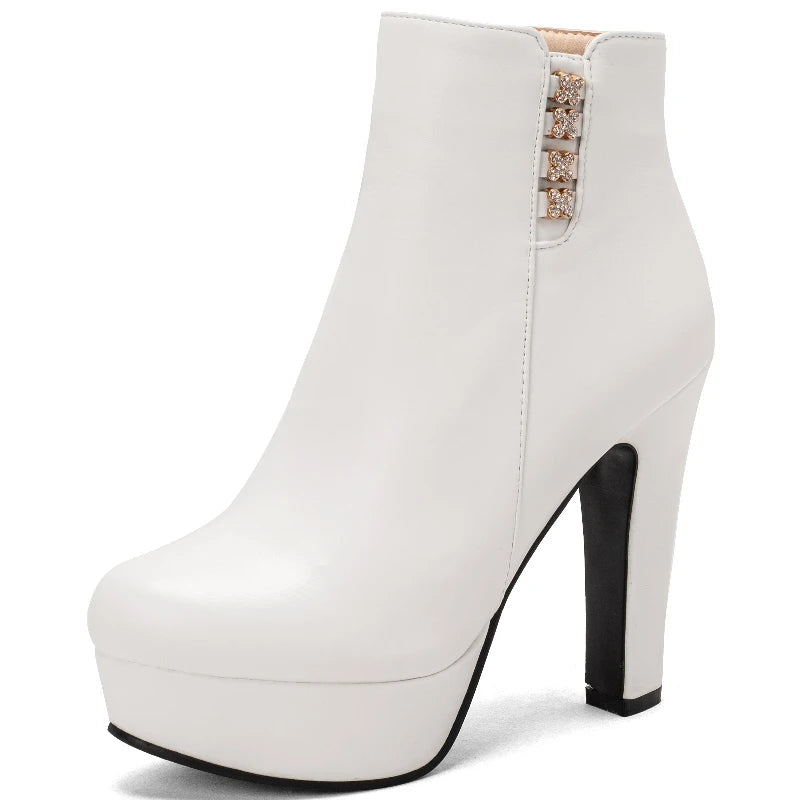 Disco Crystal Side Ankle Boot Heels