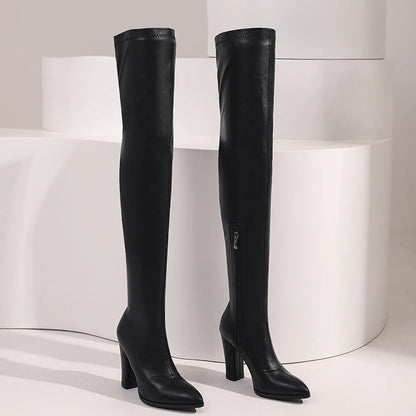 Sexy Hump Me Daddy Elastic Over Knee Thigh High Boot Heels