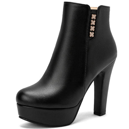 Disco Crystal Side Ankle Boot Heels