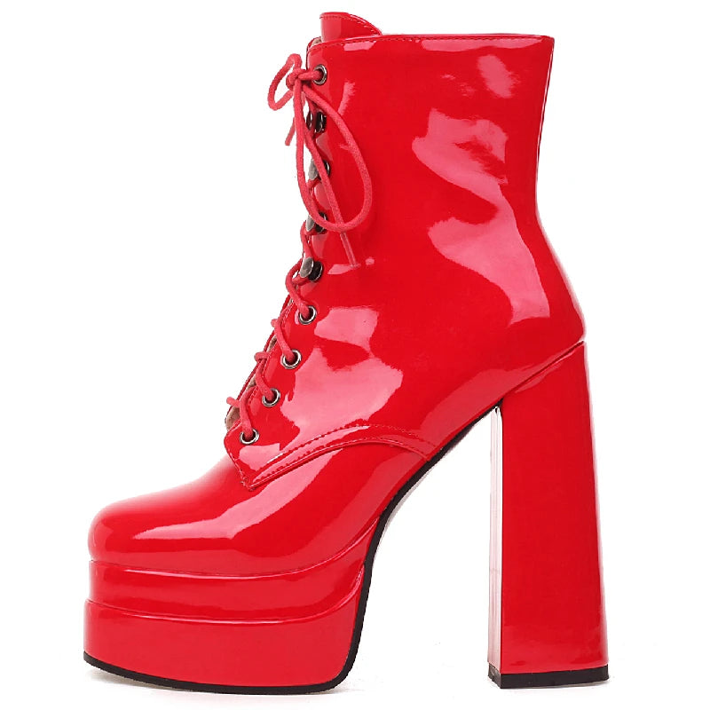 Bossy Bitch Rubber Platform Ankle Boot Heels