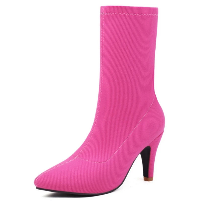 Simp And Soft Sock Ankle Boot Heels