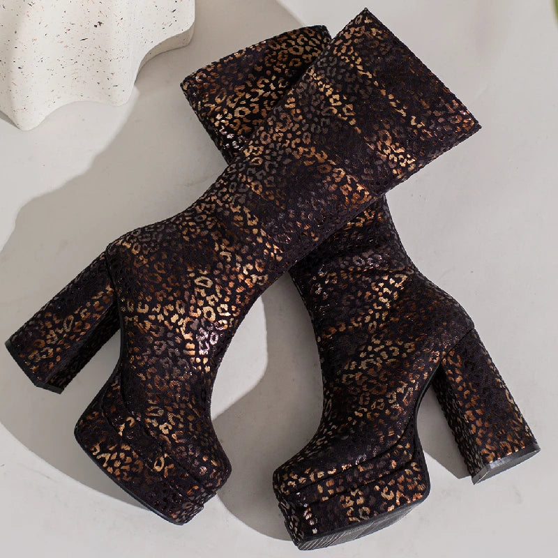 Dick In Me Disco Knee High Boot Heels