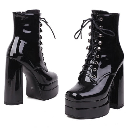 Bossy Bitch Rubber Platform Ankle Boot Heels