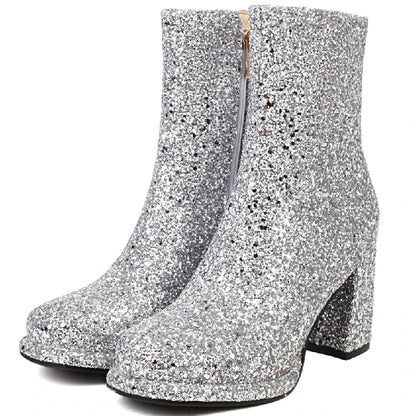 Sexy Sassy Savvy Sequined Ankle Boot Heels