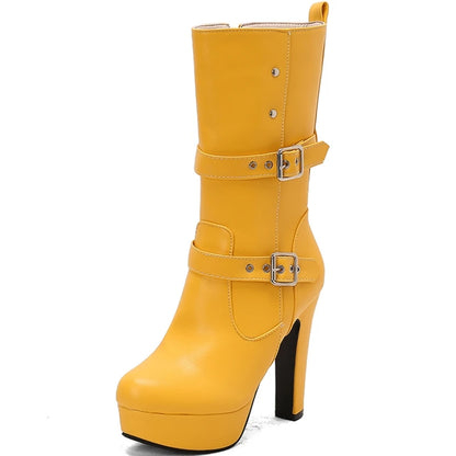 Milk Me Mid-Calf Ankle Boot Heels