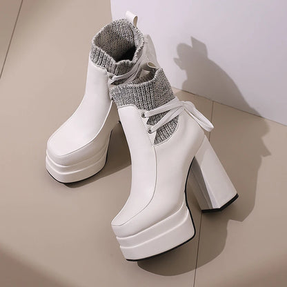Suck My Sock Platform Ankle Boot Heels